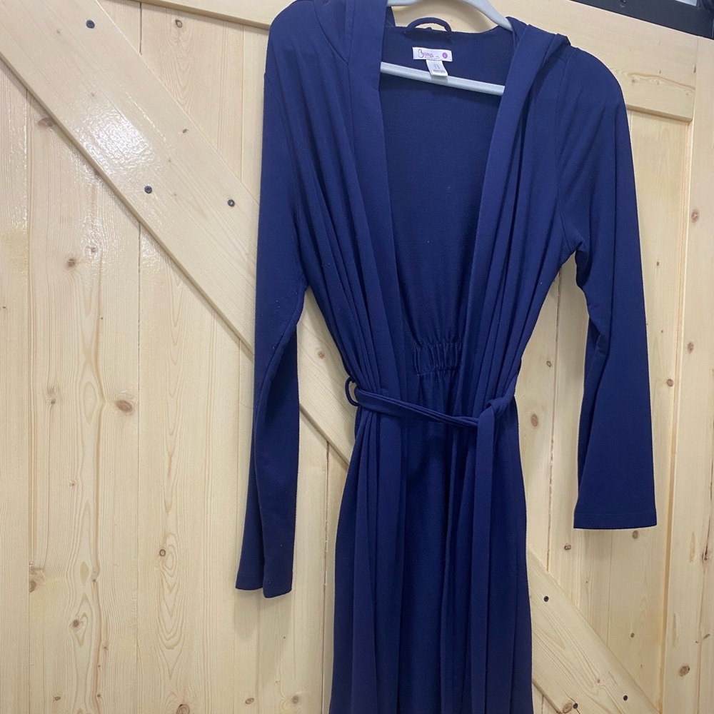 ❤️❤️Bump in the Night Maternity Day to Night Navy Blue Tie Hooded Robe